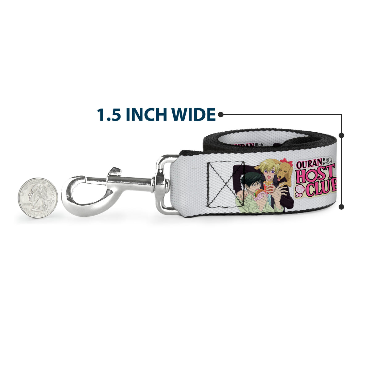 Dog Leash - OURAN HIGH SCHOOL HOST CLUB Kyoya Haruhi and Antoinette Pose and Title Logo White Dog Leashes Ouran High School Host Club