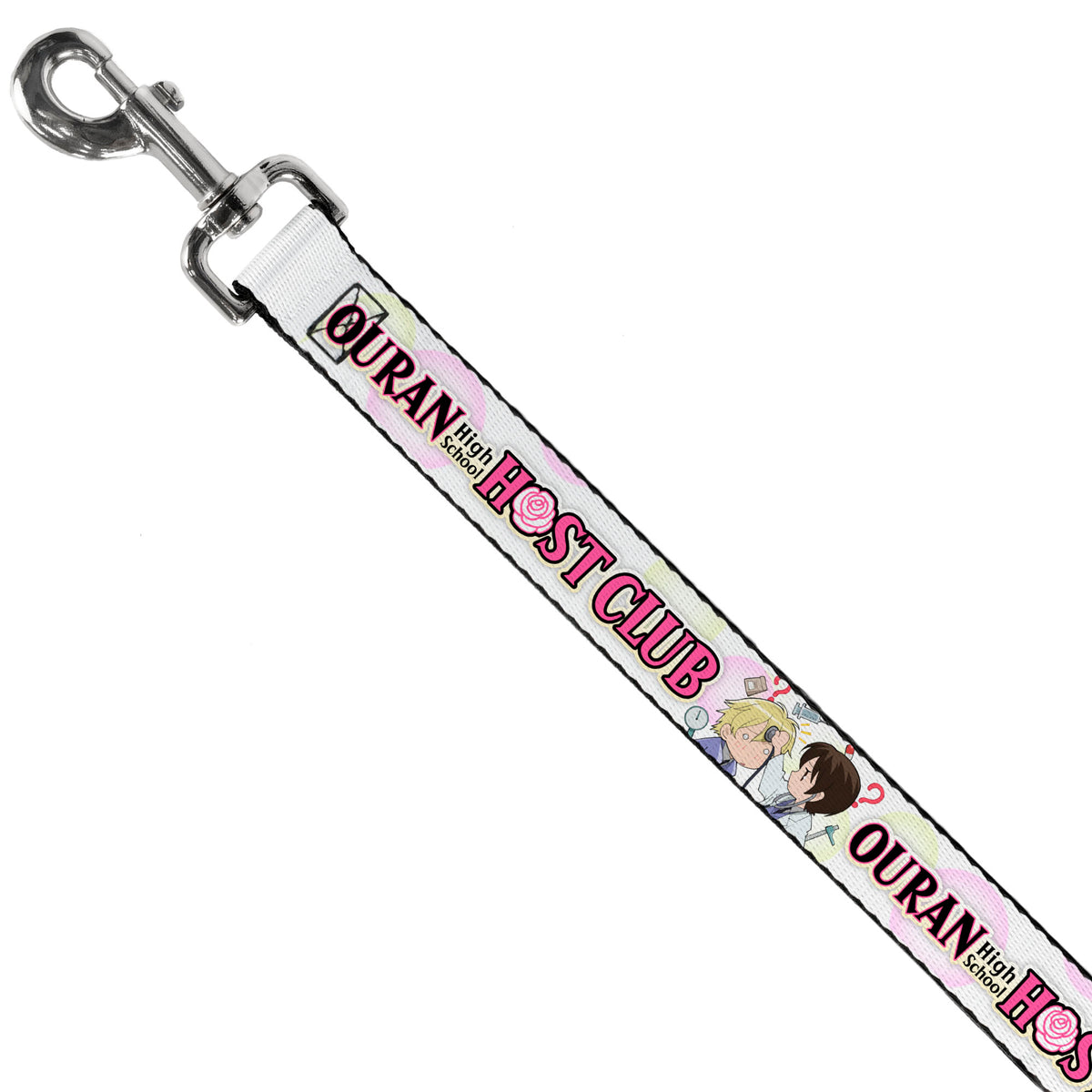 Dog Leash - OURAN HIGH SCHOOL Chibi Tamaki and Haruhi Pose and Title Logo White Dog Leashes Ouran High School Host Club