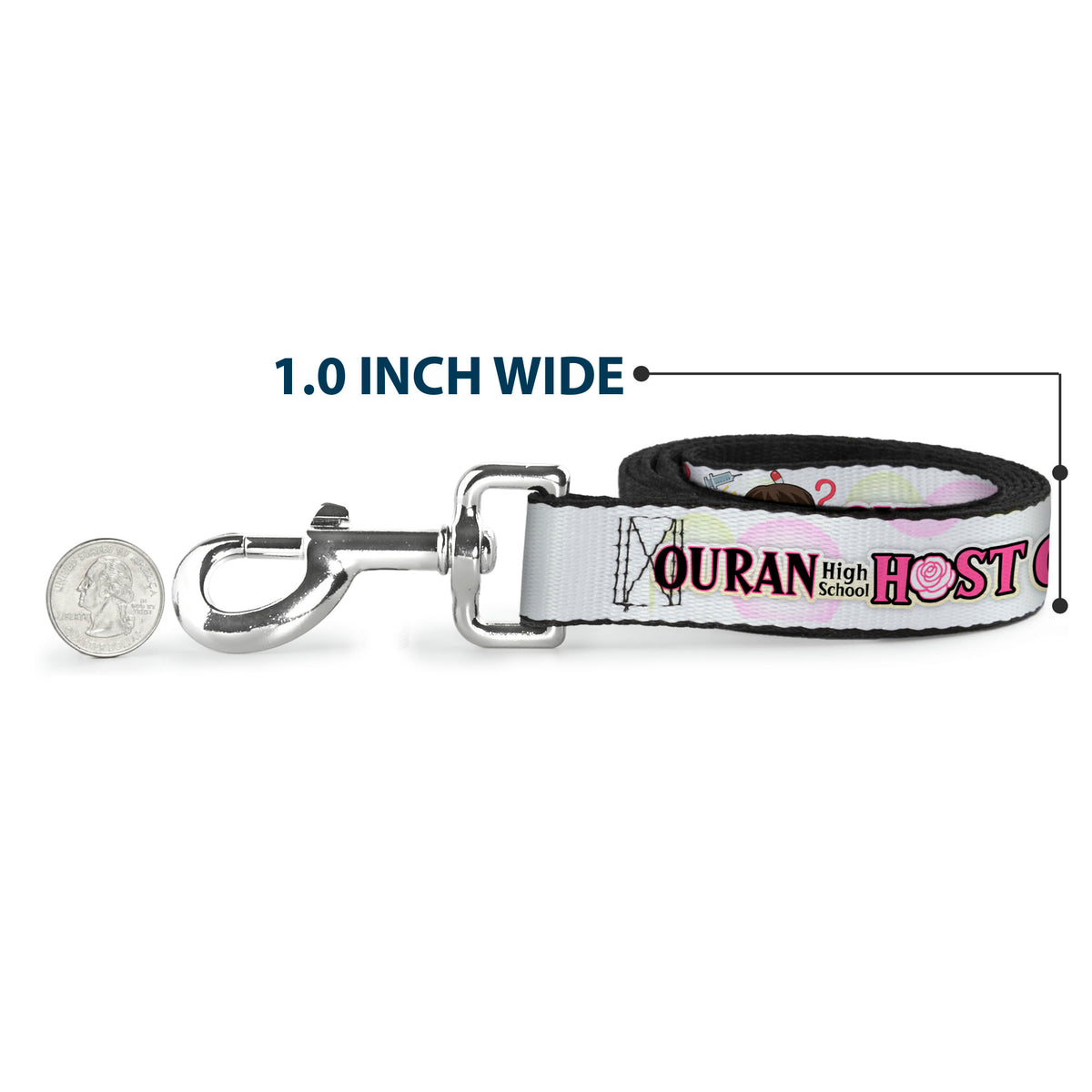 Dog Leash - OURAN HIGH SCHOOL Chibi Tamaki and Haruhi Pose and Title Logo White Dog Leashes Ouran High School Host Club