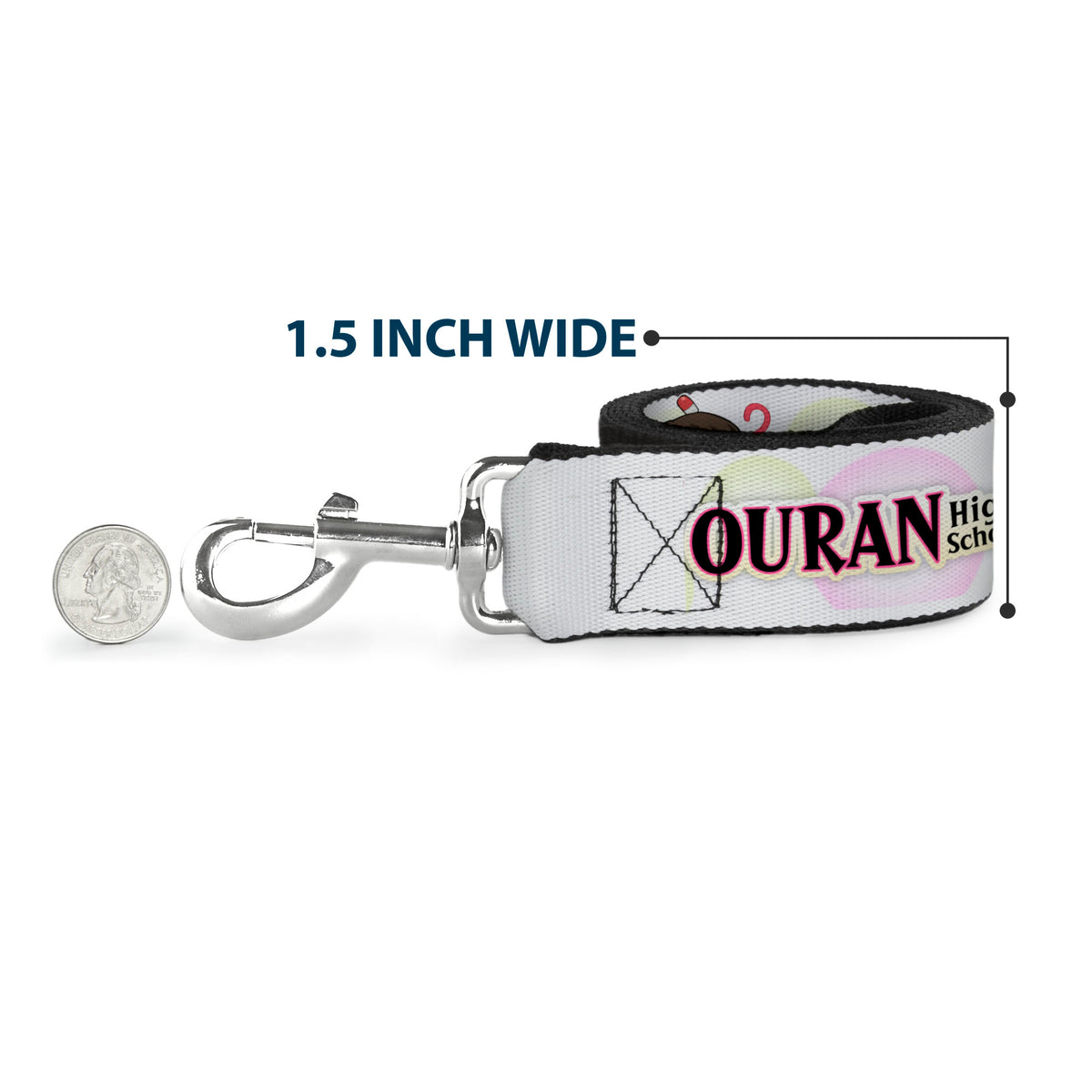 Dog Leash - OURAN HIGH SCHOOL Chibi Tamaki and Haruhi Pose and Title Logo White Dog Leashes Ouran High School Host Club