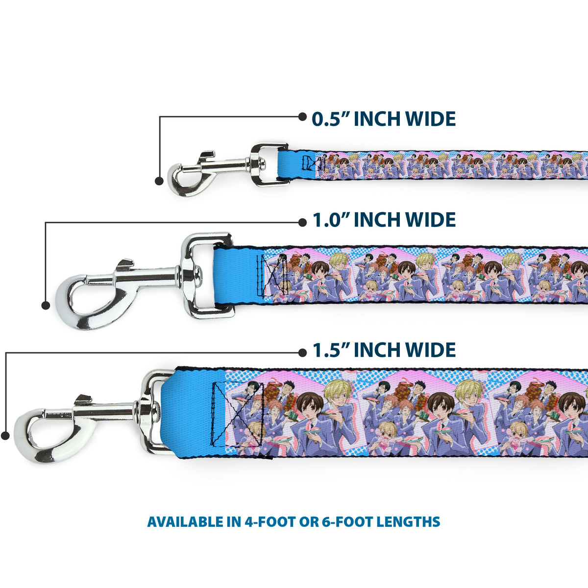 Dog Leash - Ouran High School Host Club Seven Character Sushi Dining Pose Pink/Blue Dog Leashes Ouran High School Host Club