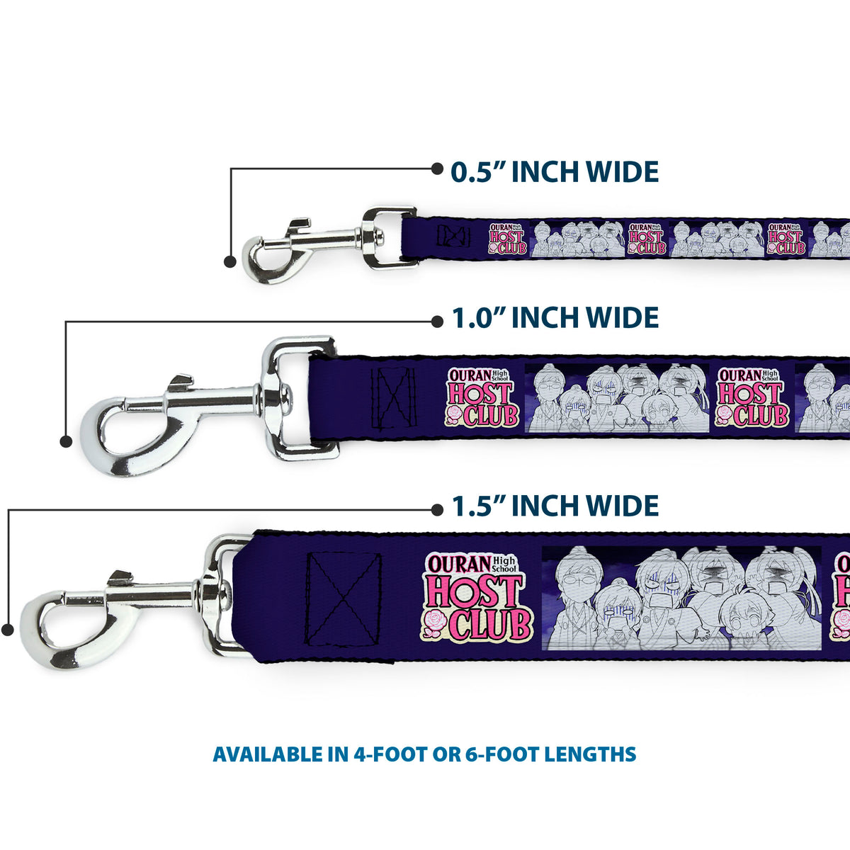 Dog Leash - OURAN HIGH SCHOOL HOST CLUB Character Doodle and Title Logo Violet Dog Leashes Ouran High School Host Club