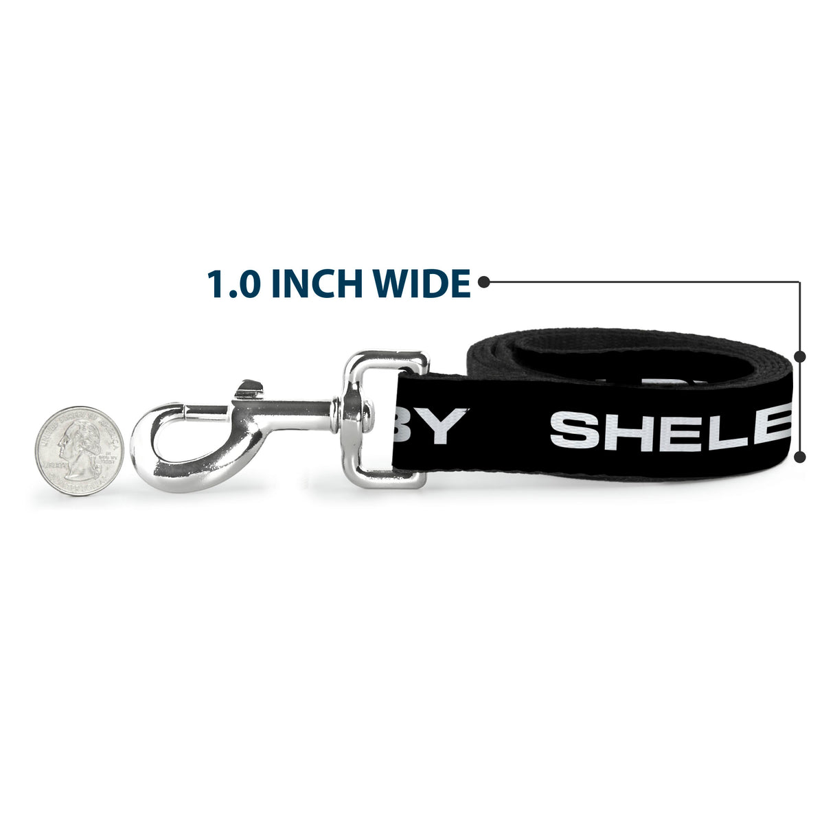 Dog Leash - SHELBY Text Only Black/White Dog Leashes Shelby