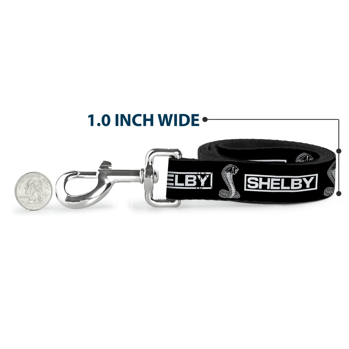 Dog Leash - SHELBY Box Logo and Super Snake Cobra Black/White Dog Leashes Shelby