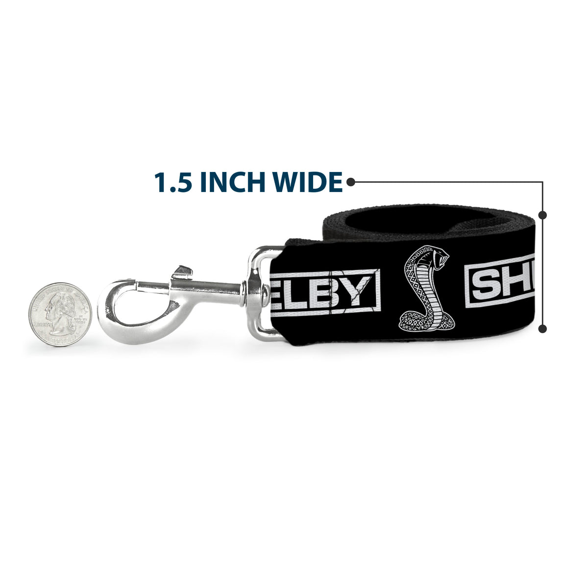 Dog Leash - SHELBY Box Logo and Super Snake Cobra Black/White Dog Leashes Shelby