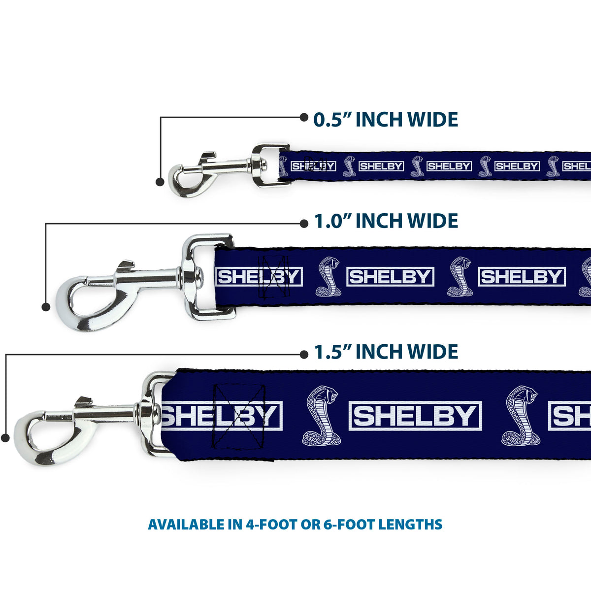 Dog Leash - SHELBY Box Logo and Super Snake Cobra Blue/White Dog Leashes Shelby