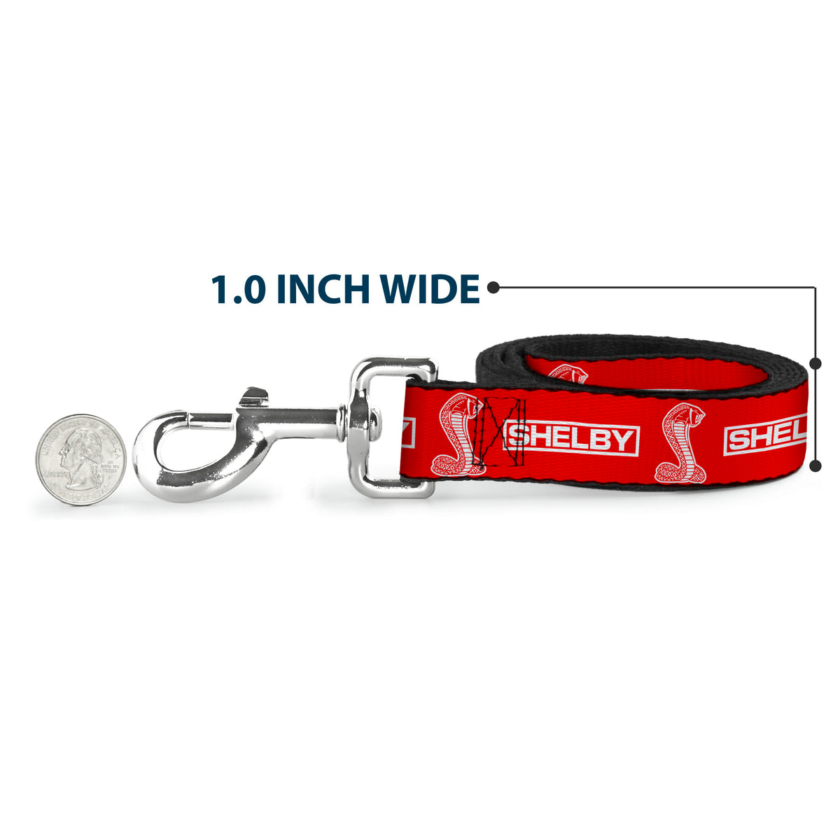 Dog Leash - SHELBY Box Logo and Super Snake Cobra Red/White Dog Leashes Shelby