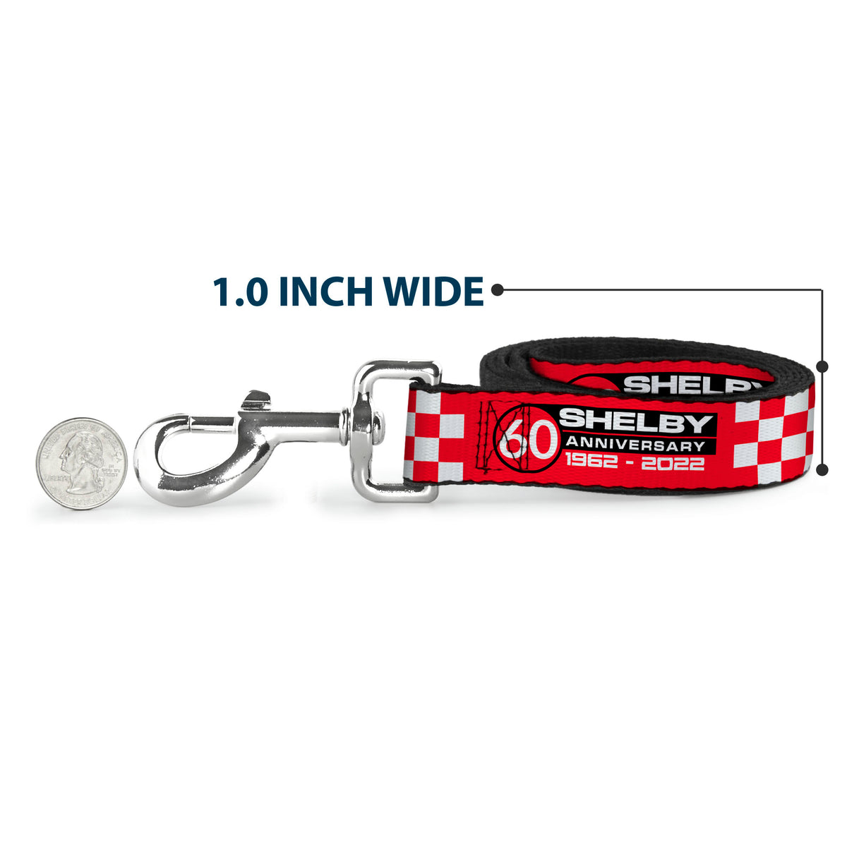 Dog Leash - SHELBY 60th ANNIVERSARY Checker Red/Black/White Dog Leashes Shelby
