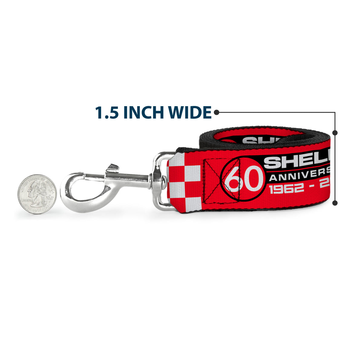 Dog Leash - SHELBY 60th ANNIVERSARY Checker Red/Black/White Dog Leashes Shelby