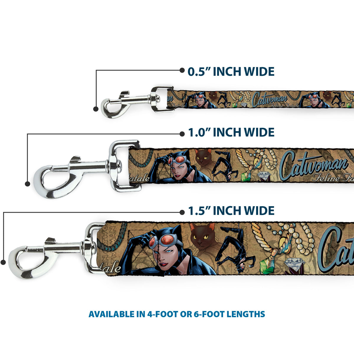 Dog Leash - CATWOMAN-NINE LIVES OF A FELINE FATALE Pose2/Jewelry/Black Cat Tans Dog Leashes DC Comics