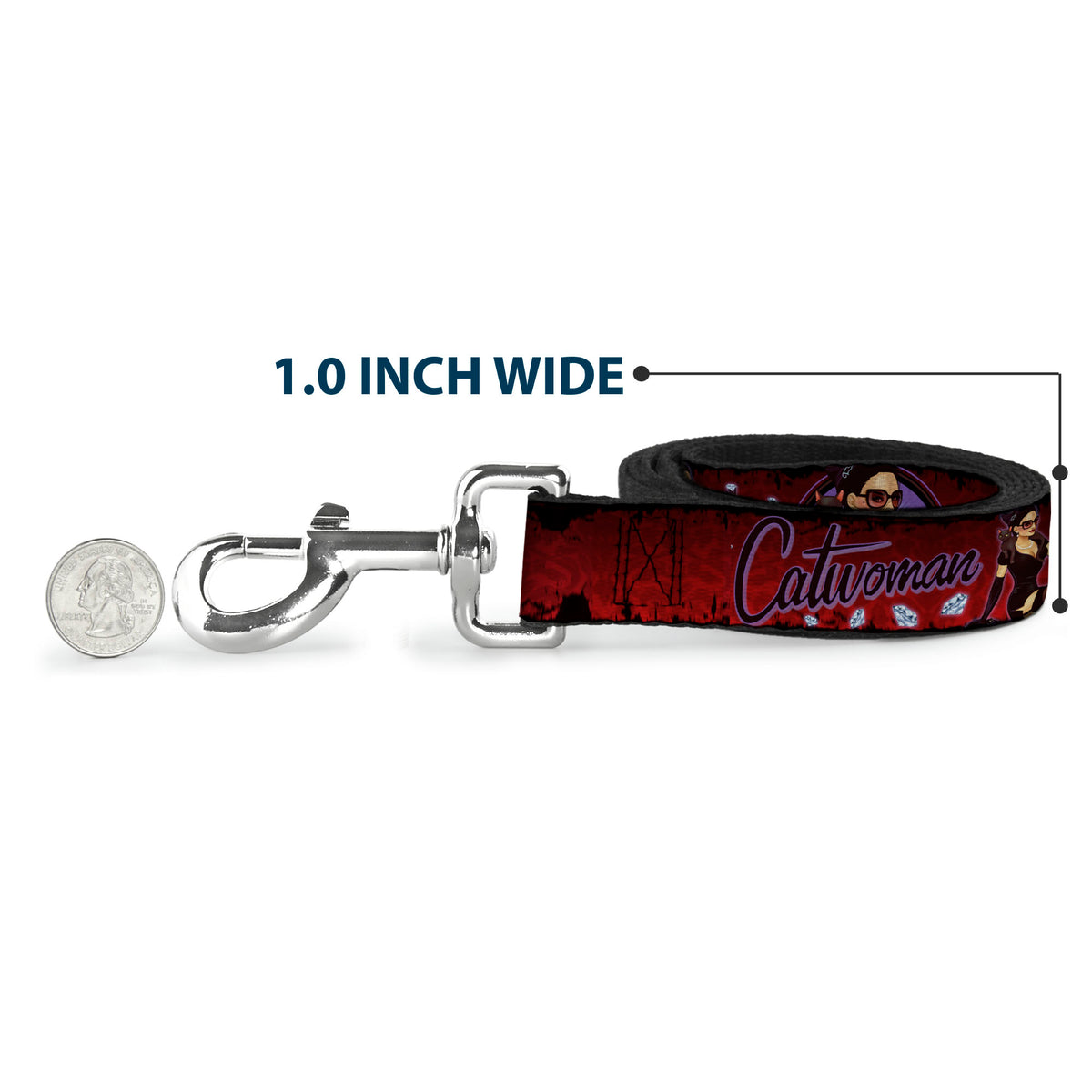 Dog Leash - CATWOMAN Bombshell Pose/Diamonds Red/Purple/Black Dog Leashes DC Comics
