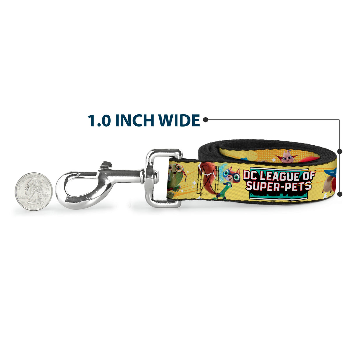 Dog Leash - DC LEAGUE OF SUPER-PETS 6-Superhero Pet Poses Collage Yellows Dog Leashes DC Comics