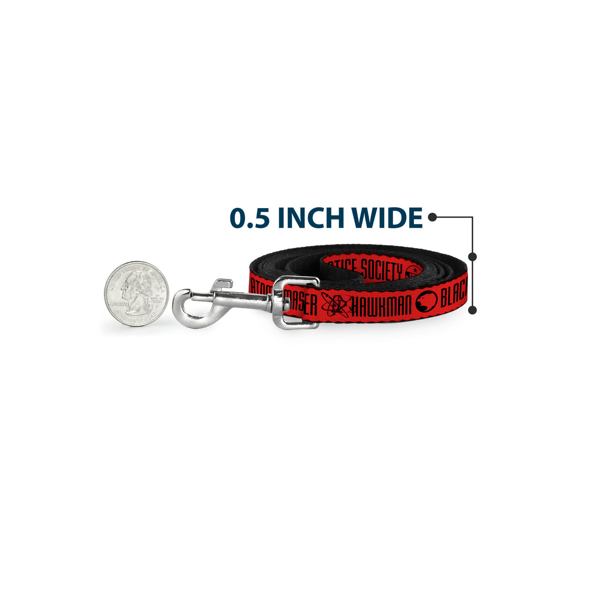 Dog Leash - Black Adam JUSTICE SOCIETY Icons and Text Red/Black Dog Leashes DC Comics