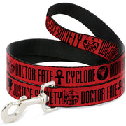 Dog Leash - Black Adam JUSTICE SOCIETY Icons and Text Red/Black Dog Leashes DC Comics