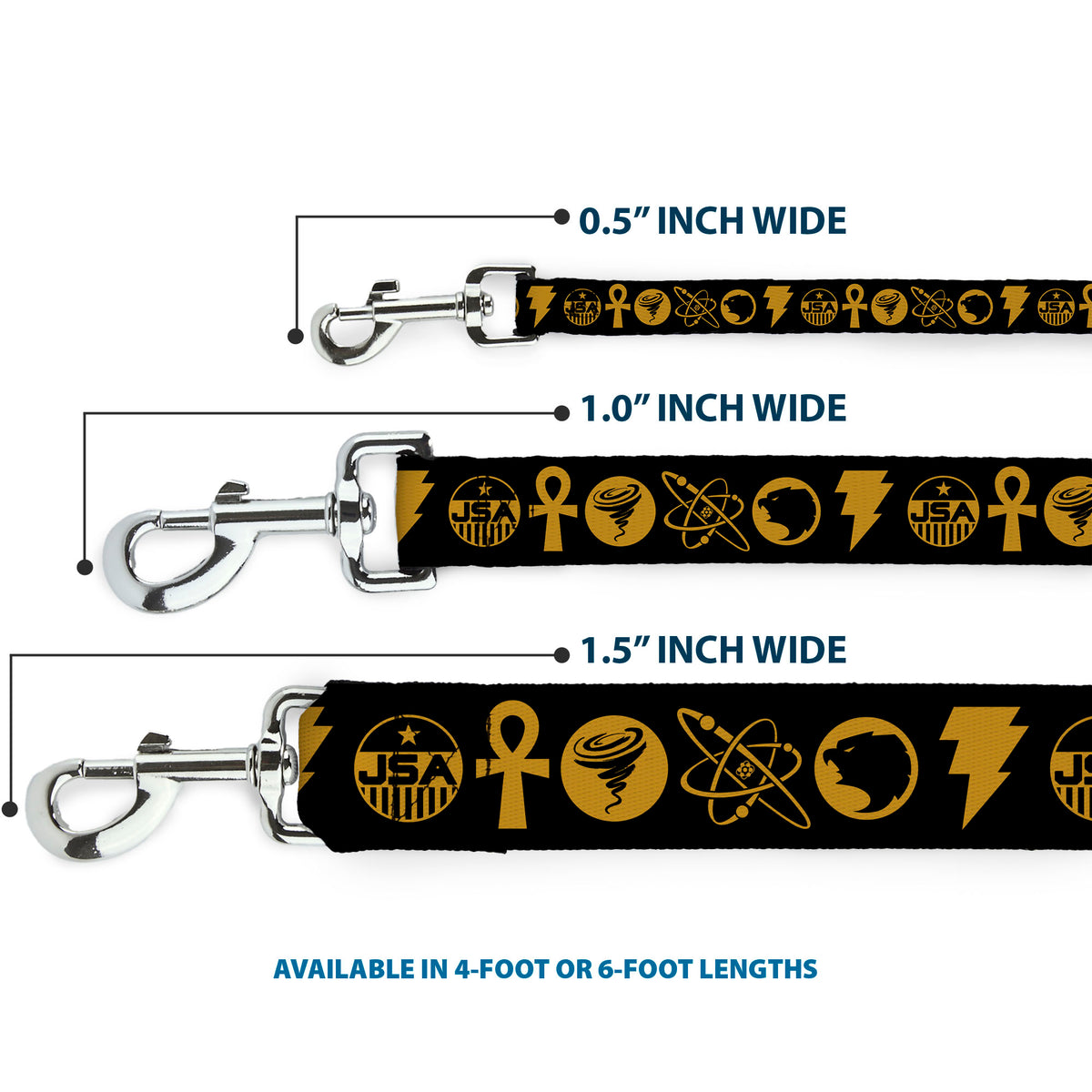 Dog Leash - Black Adam Justice Society Icons Black/Orange Dog Leashes DC Comics