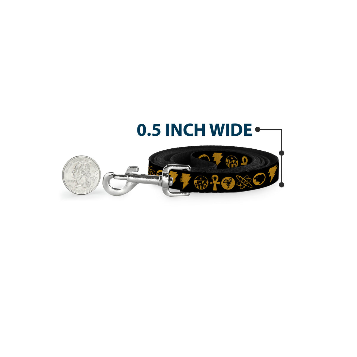 Dog Leash - Black Adam Justice Society Icons Black/Orange Dog Leashes DC Comics