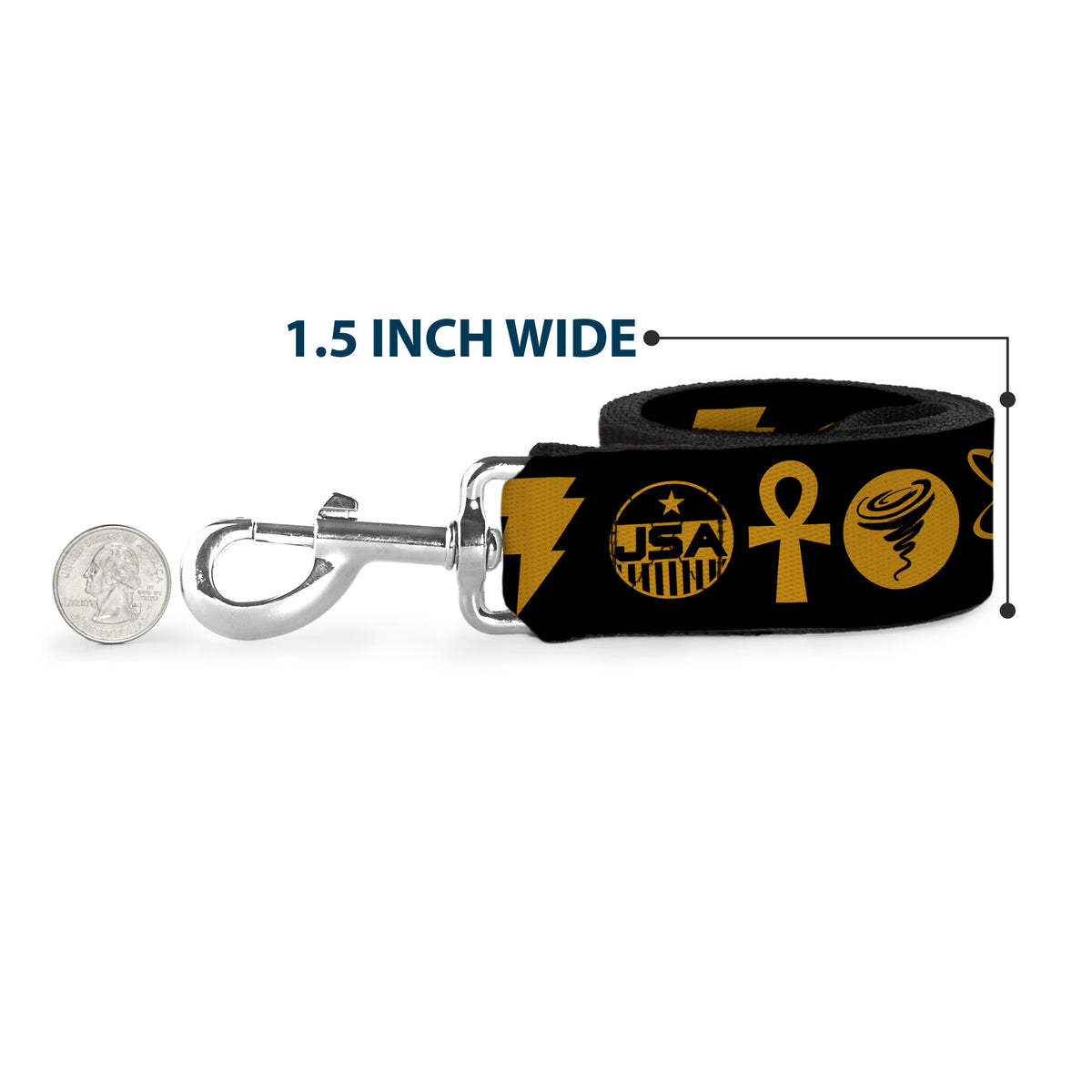 Dog Leash - Black Adam Justice Society Icons Black/Orange Dog Leashes DC Comics