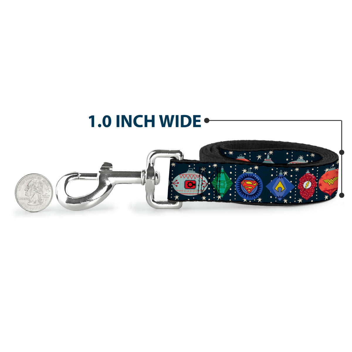 Dog Leash - DC Comics Justice League Holiday Ornament Icons and Stars Dog Leashes DC Comics