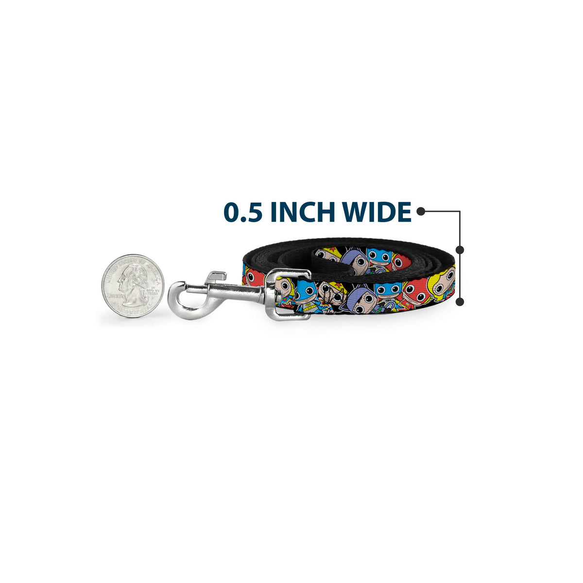 Dog Leash - DC Mini Group Stacked Black Dog Leashes DC Comics