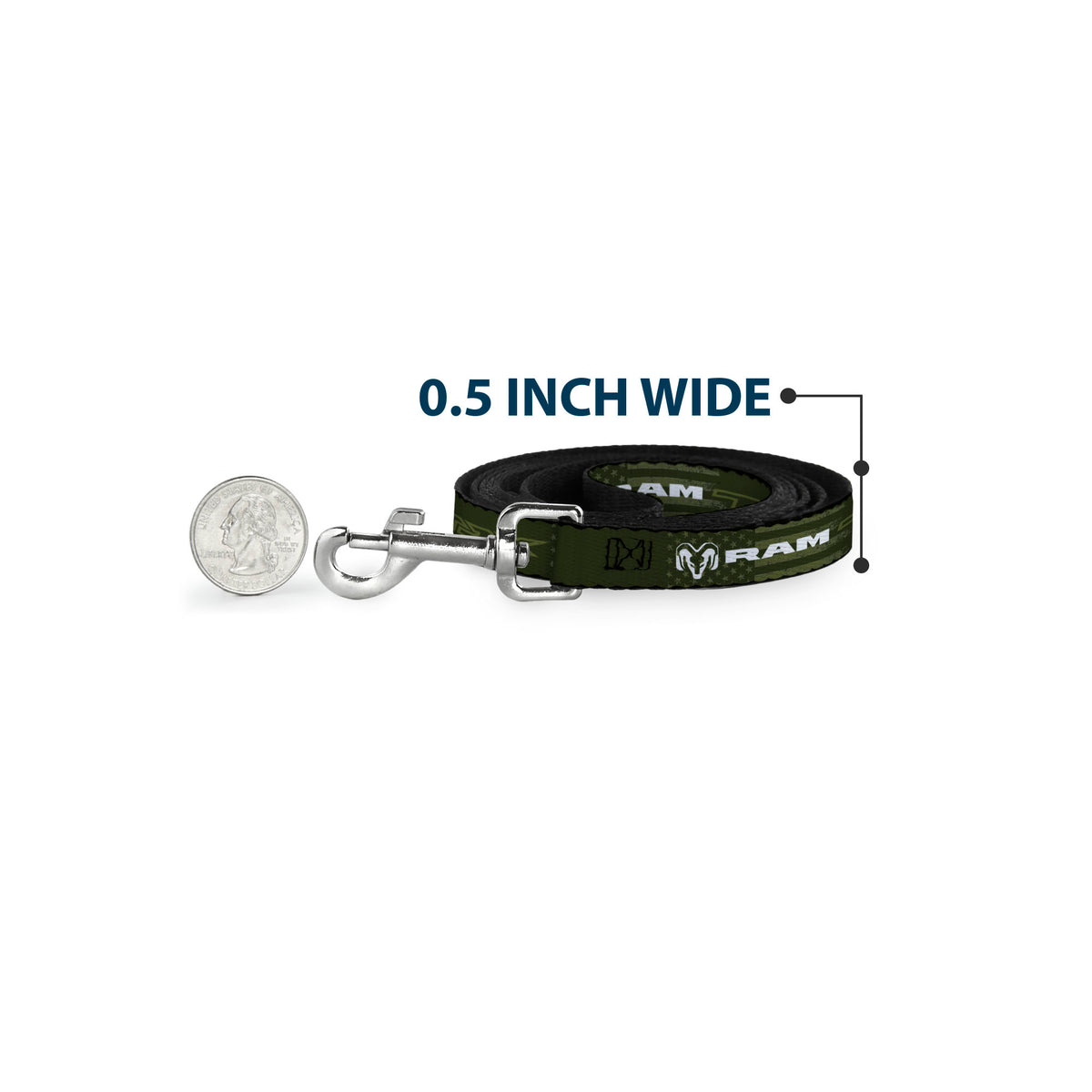 Dog Leash - RAM TRX Text and Logo Americana Weathered Olive/White Dog Leashes Ram