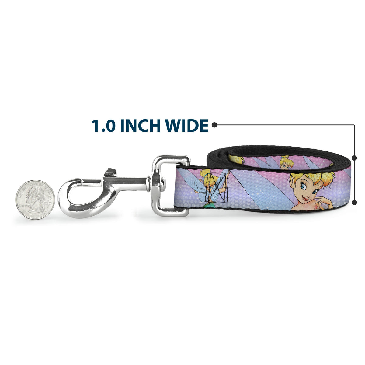 Dog Leash - Tinker Bell Poses/Flowers/Stars/Skull Purple Dog Leashes Disney
