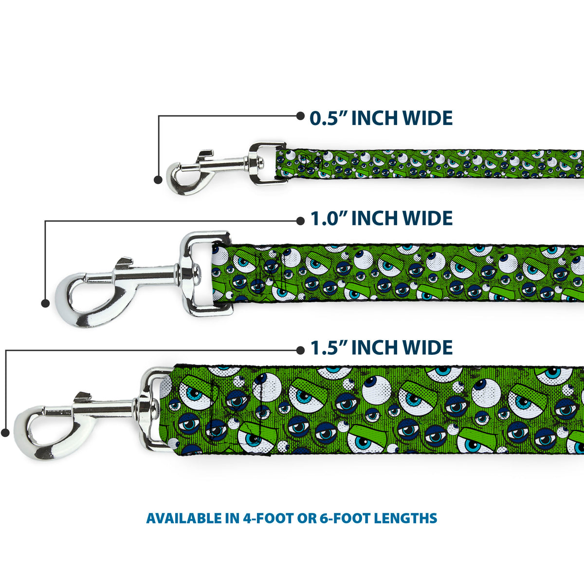 Dog Leash - Monsters Inc. Eye Collage Weathered Greens/Blues Dog Leashes Disney