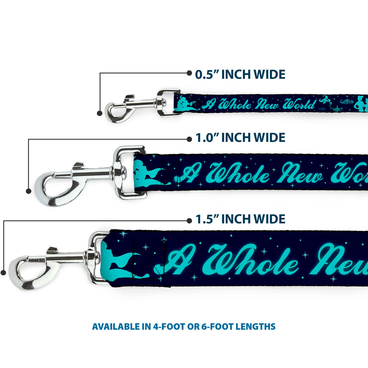 Dog Leash - Aladdin & Jasmine Silhouette A WHOLE NEW WORLD Dog Leashes Disney