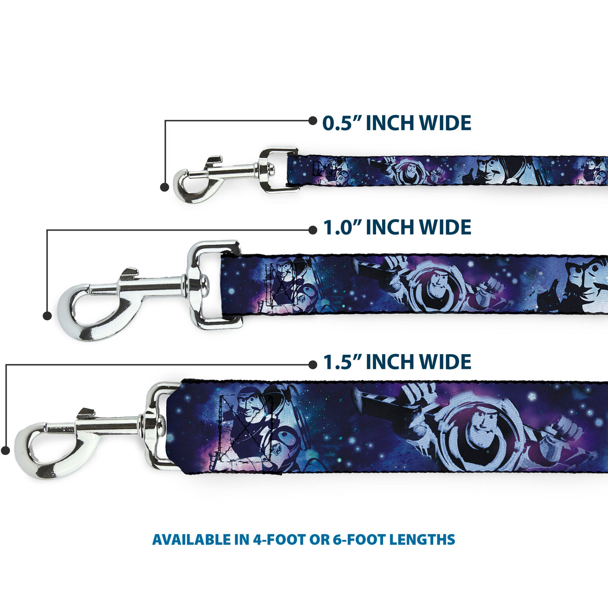 Dog Leash - Buzz Lightyear Poses Galaxy Blues Dog Leashes Disney