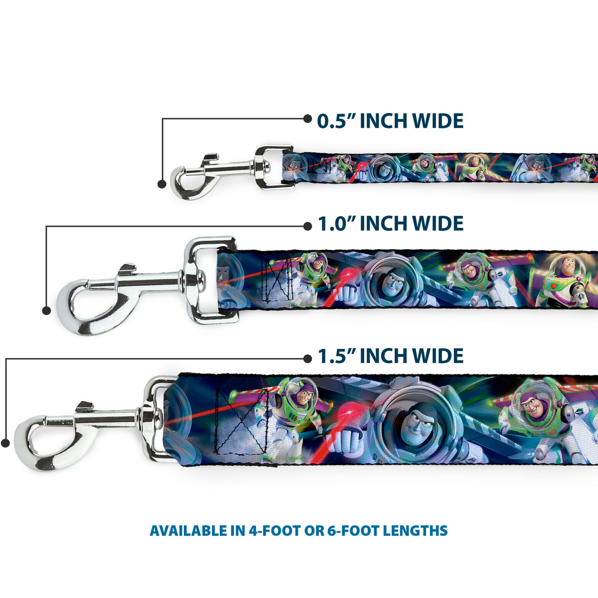 Dog Leash - Buzz Lightyear Action Poses Stacked Dog Leashes Disney