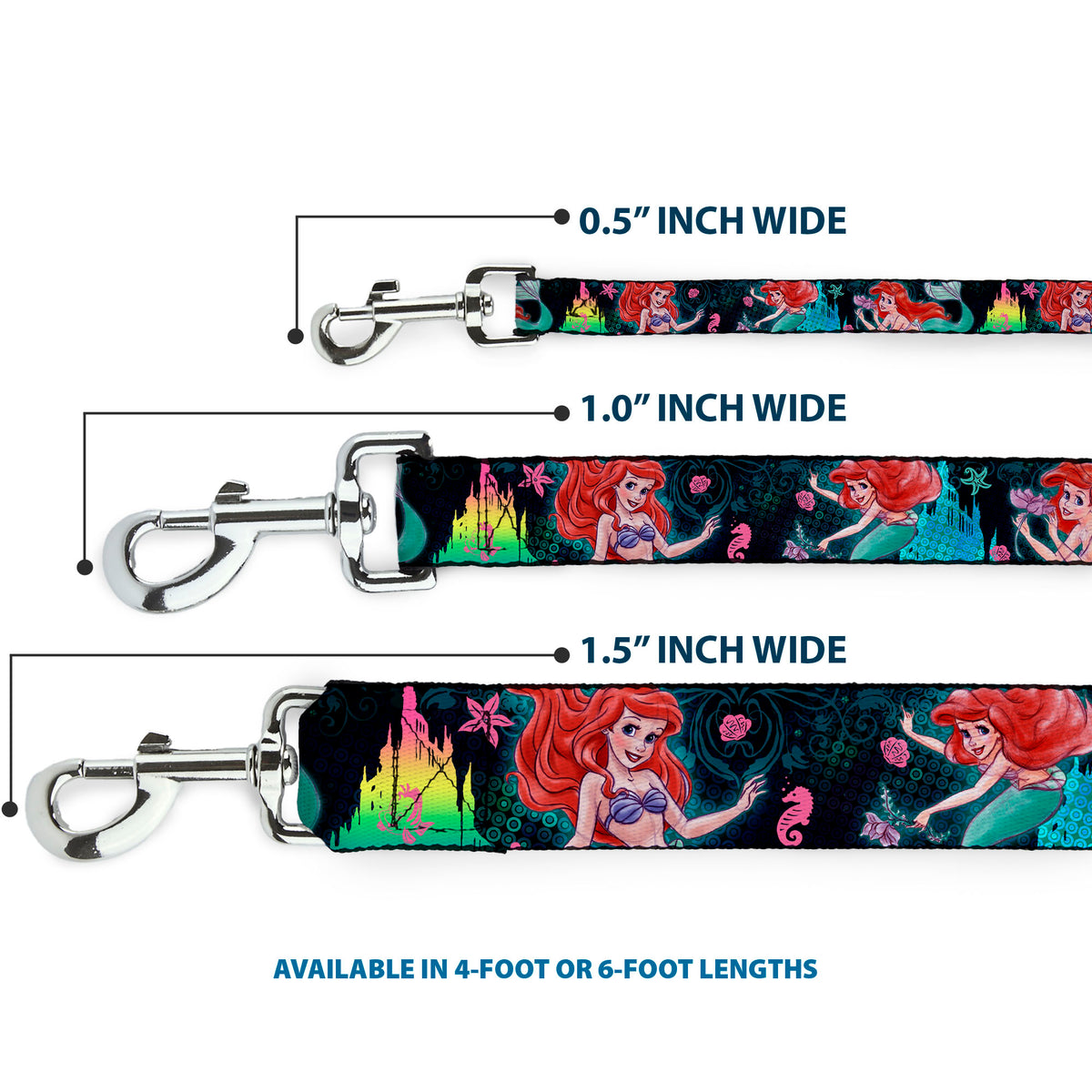 Dog Leash - Ariel Underwater Poses/Palace Silhouette Dog Leashes Disney