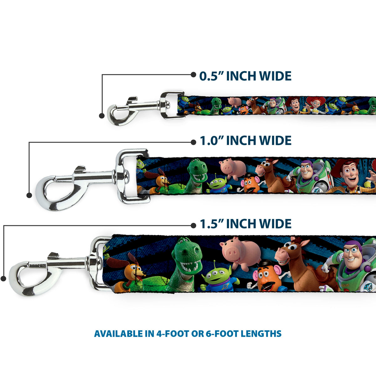 Dog Leash - Toy Story Characters Running Denim Rays Dog Leashes Disney
