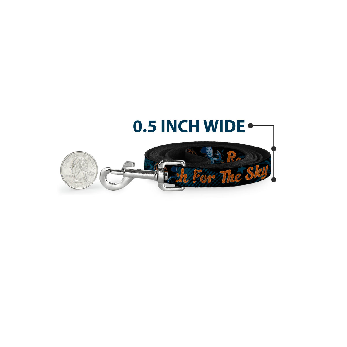Dog Leash - Woody REACH FOR THE SKY Denim Blue Print Dog Leashes Disney