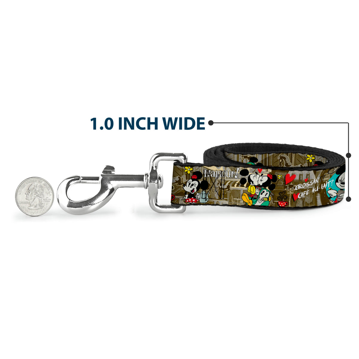 Dog Leash - Mickey & Minnie Croissant de Triomphe Scenes Dog Leashes Disney