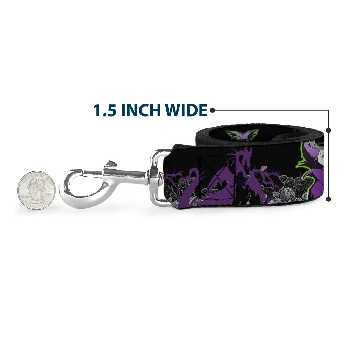 Dog Leash - Maleficent & Diablo Black Roses/Purples Dog Leashes Disney