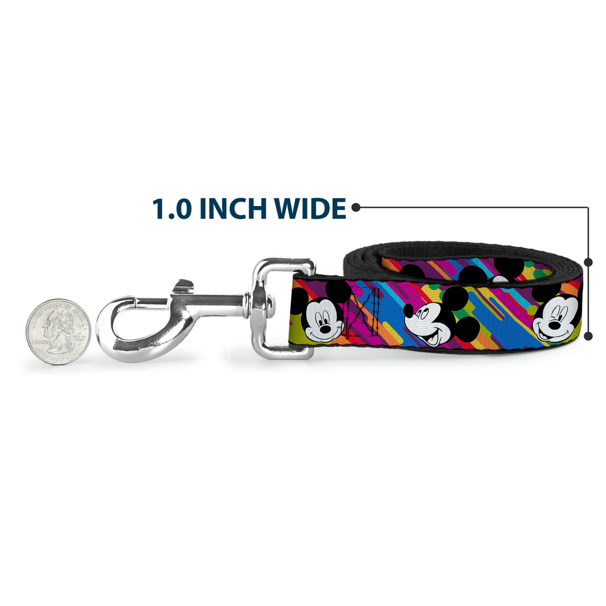 Dog Leash - Mickey Mouse Expressions Multi Color White/Black Dog Leashes Disney