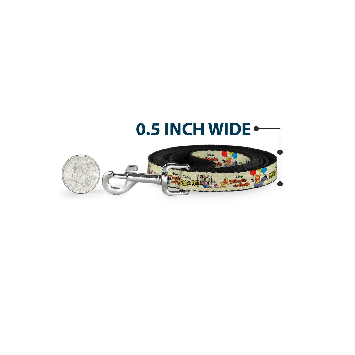 Dog Leash - WINNIE THE POOH and Friends Poses and Title Logos Light Yellow Dog Leashes Disney