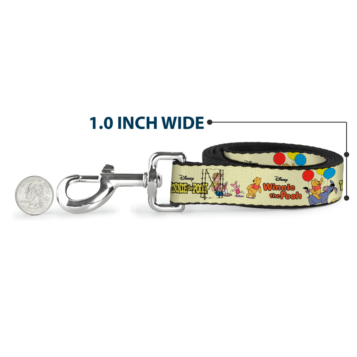 Dog Leash - WINNIE THE POOH and Friends Poses and Title Logos Light Yellow Dog Leashes Disney