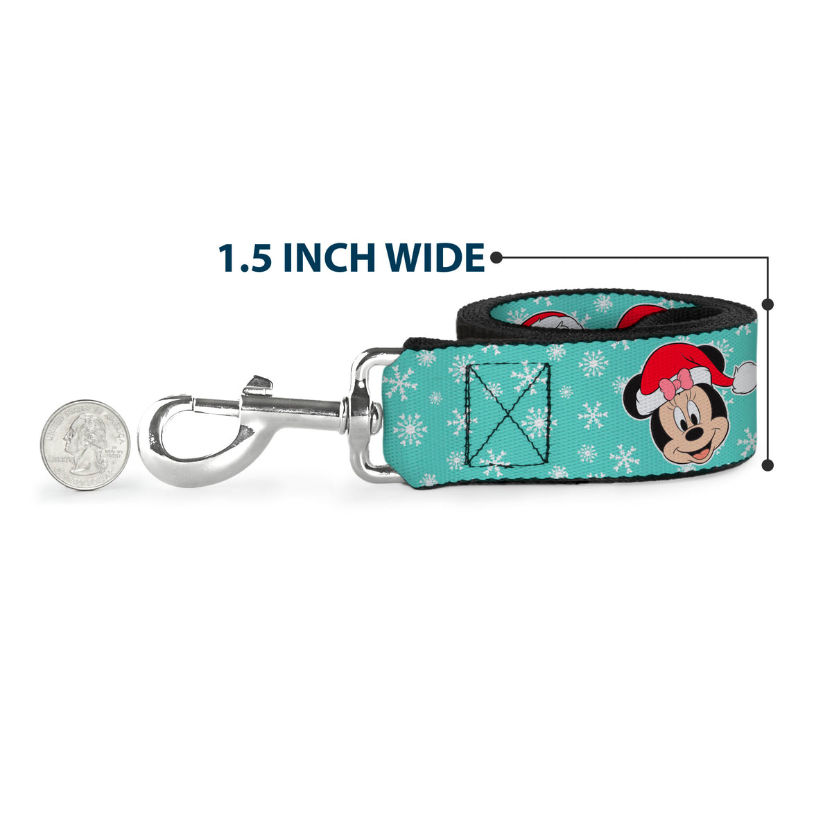 Dog Leash - Holiday Mickey and Friends Santa Hat Poses Snowflakes Light Blue/White Dog Leashes Disney