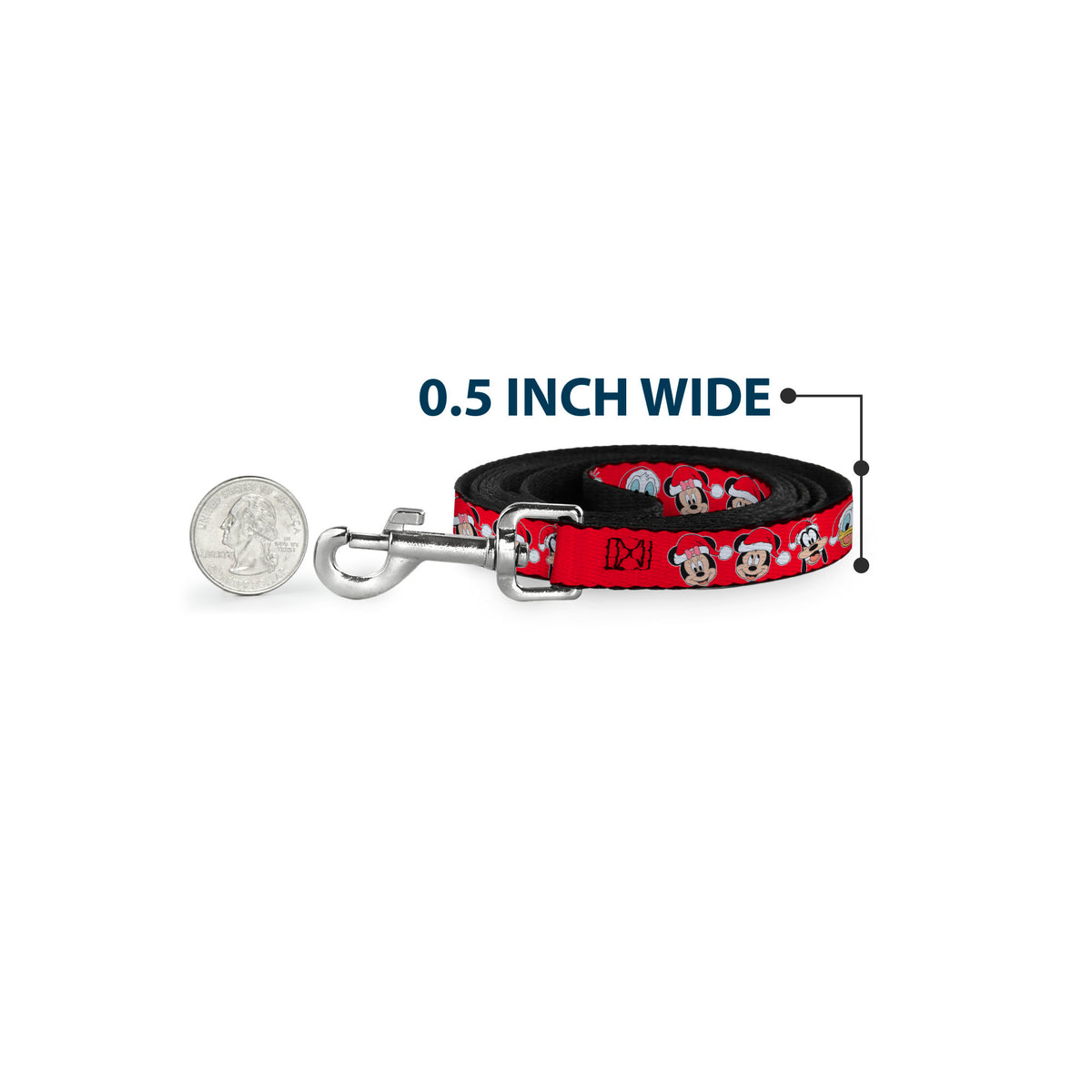 Dog Leash - Christmas Holiday Disney Santa Hat Characters Red Dog Leashes Disney