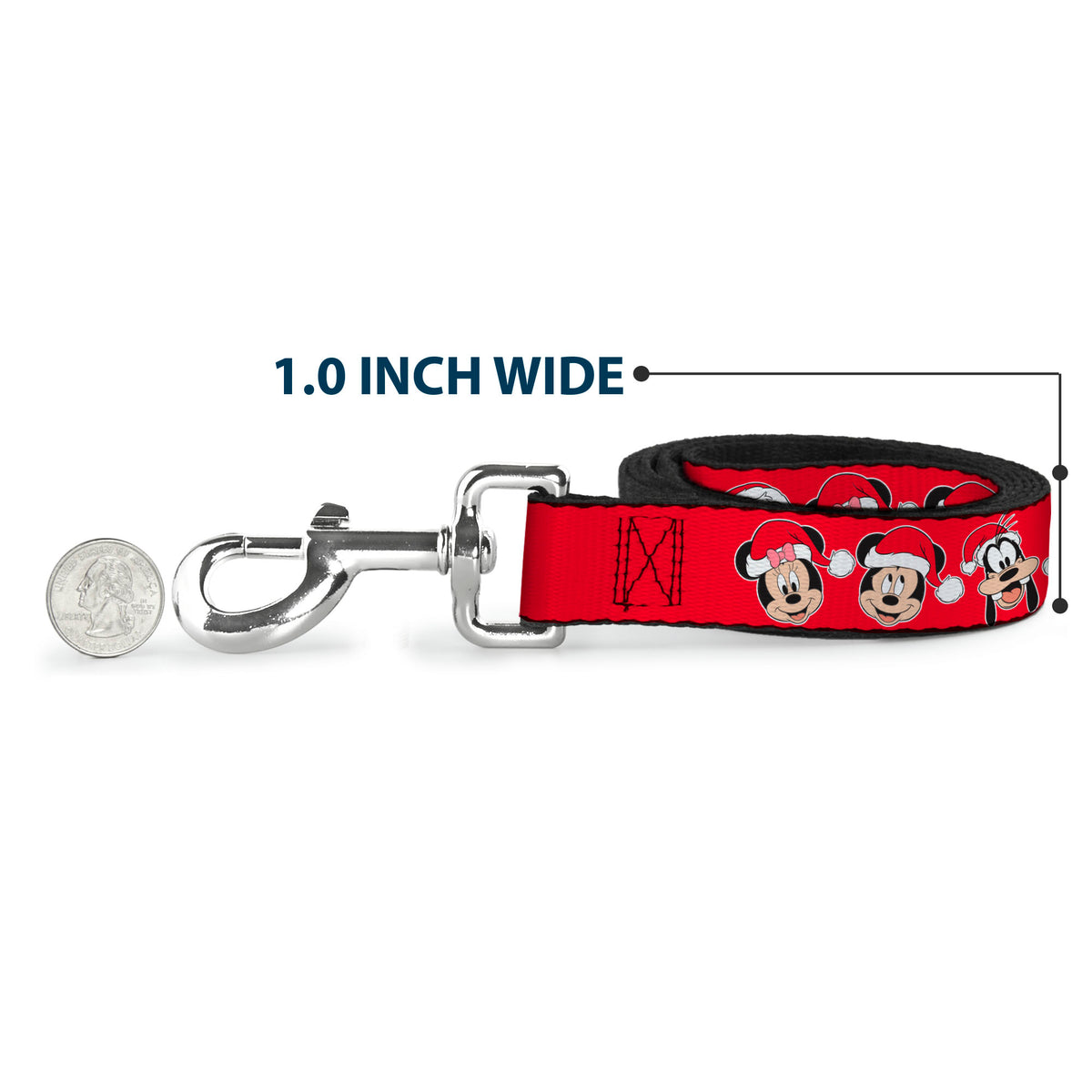 Dog Leash - Christmas Holiday Disney Santa Hat Characters Red Dog Leashes Disney