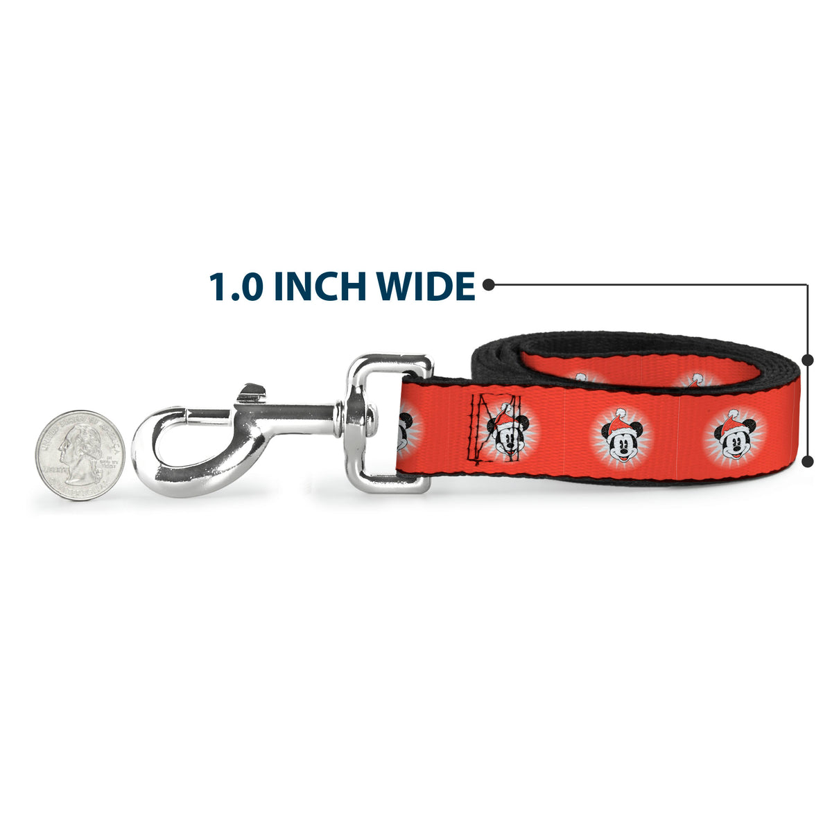 Dog Leash - Christmas Holiday Mickey Mouse Face Starburst Red Dog Leashes Disney