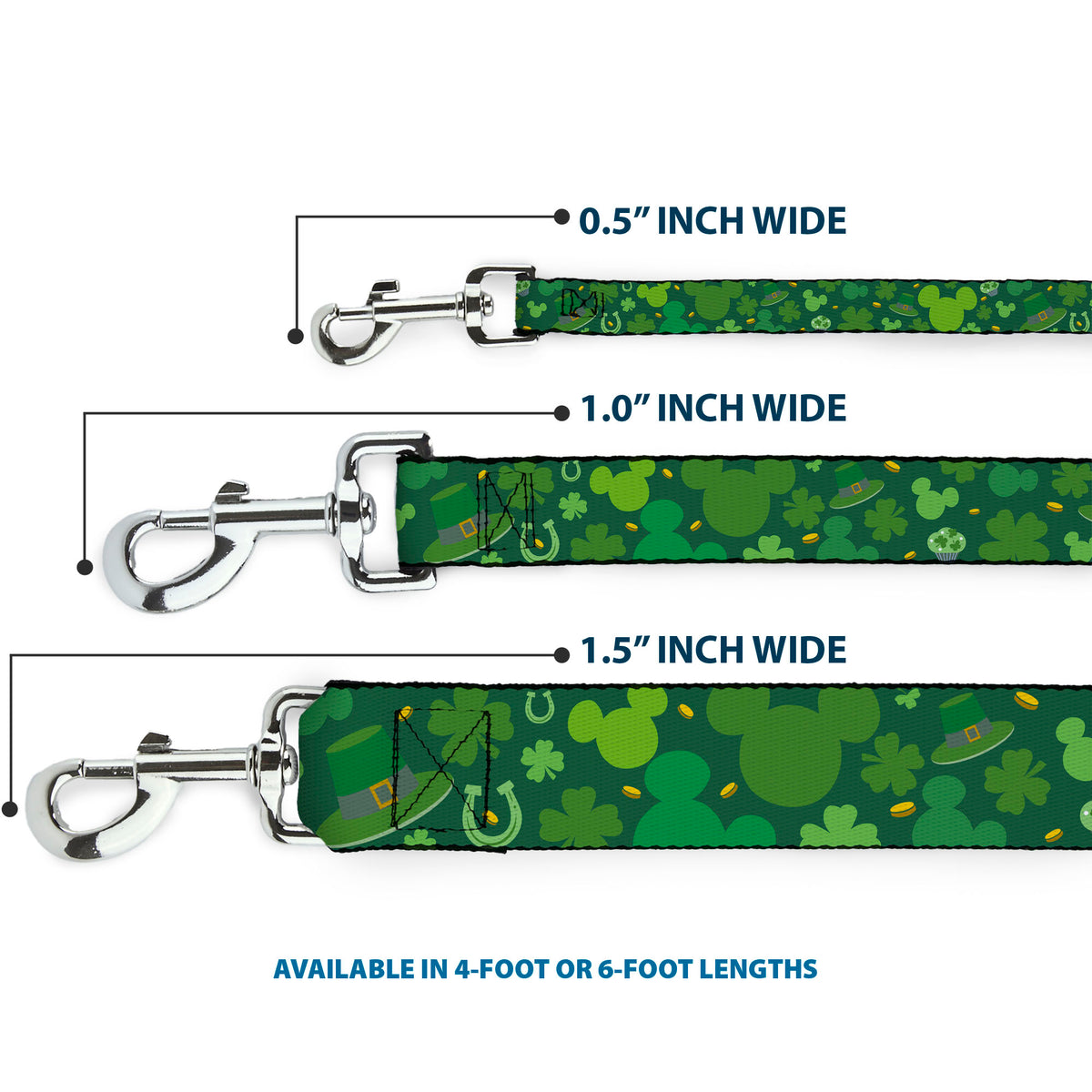 Dog Leash - St. Patrick's Day Mickey Collage Greens Dog Leashes Disney