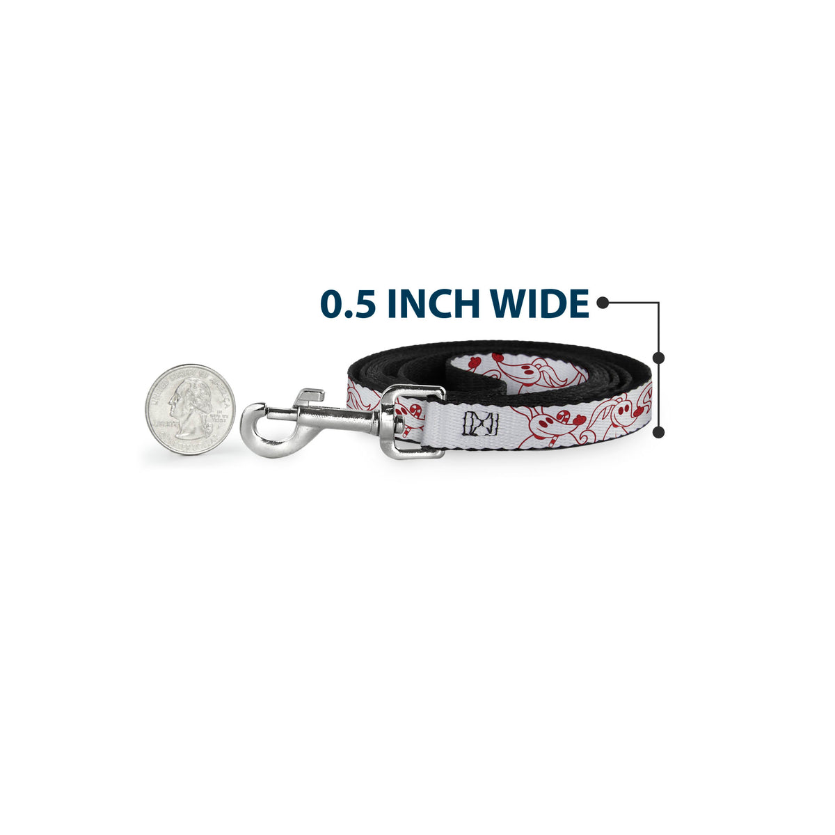 Dog Leash - The Nightmare Before Christmas Zero Candy Cane Poses White/Reds Dog Leashes Disney
