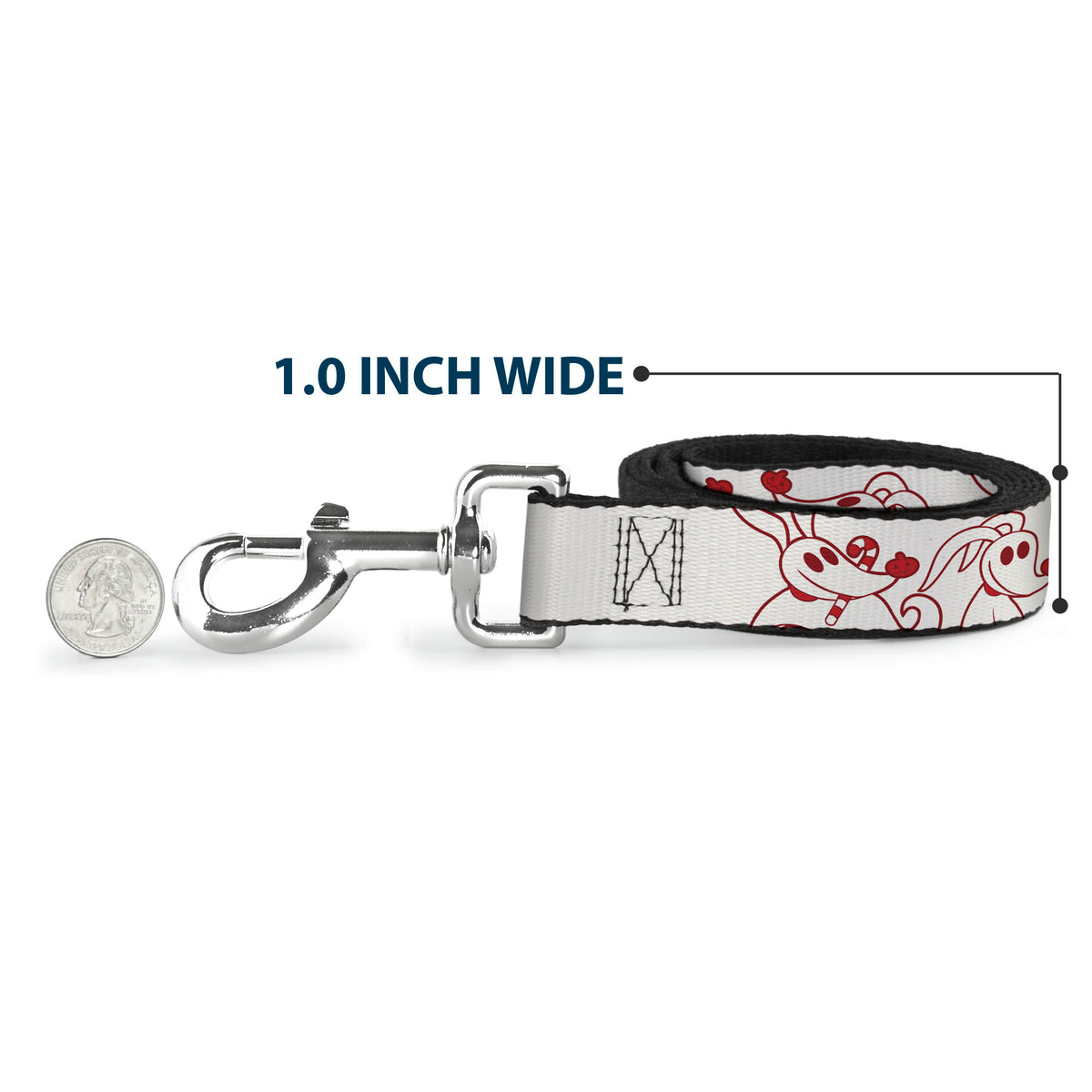 Dog Leash - The Nightmare Before Christmas Zero Candy Cane Poses White/Reds Dog Leashes Disney
