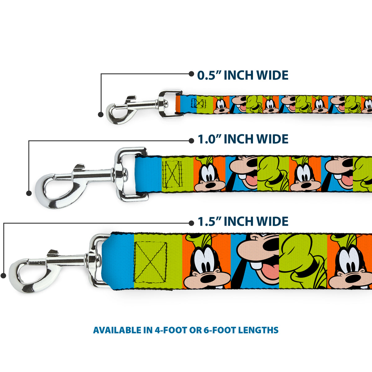 Dog Leash - Goofy Face and Hat Blocks Multi Color Dog Leashes Disney
