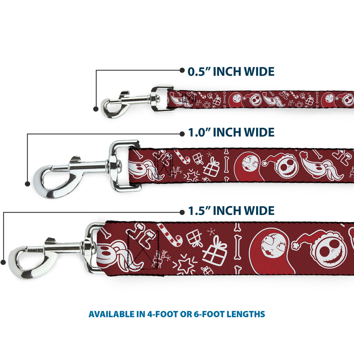Dog Leash - The Nightmare Before Christmas Icons Collage Burgundy/Reds Dog Leashes Disney