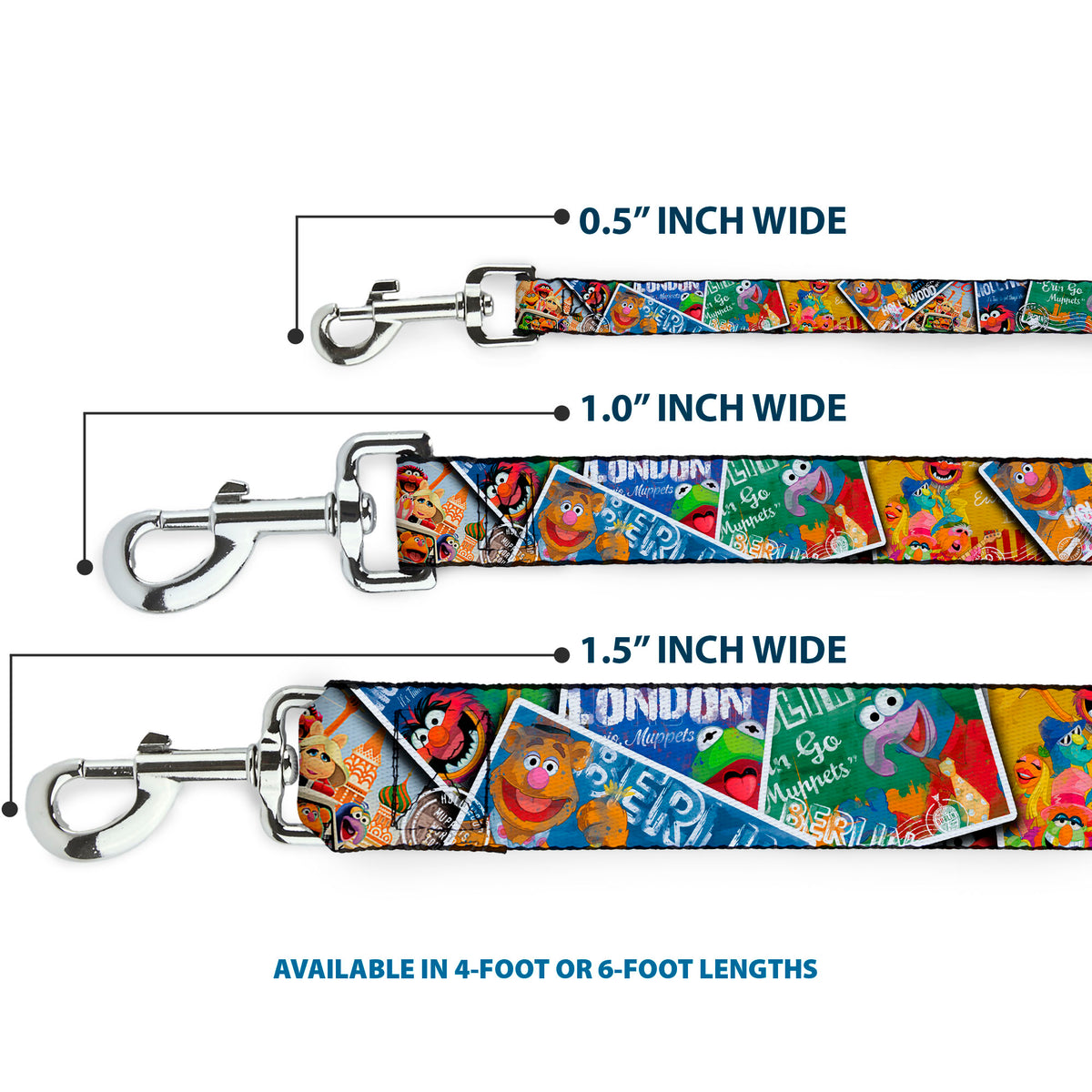 Dog Leash - Muppets Postage Stamps Stacked Dog Leashes Disney