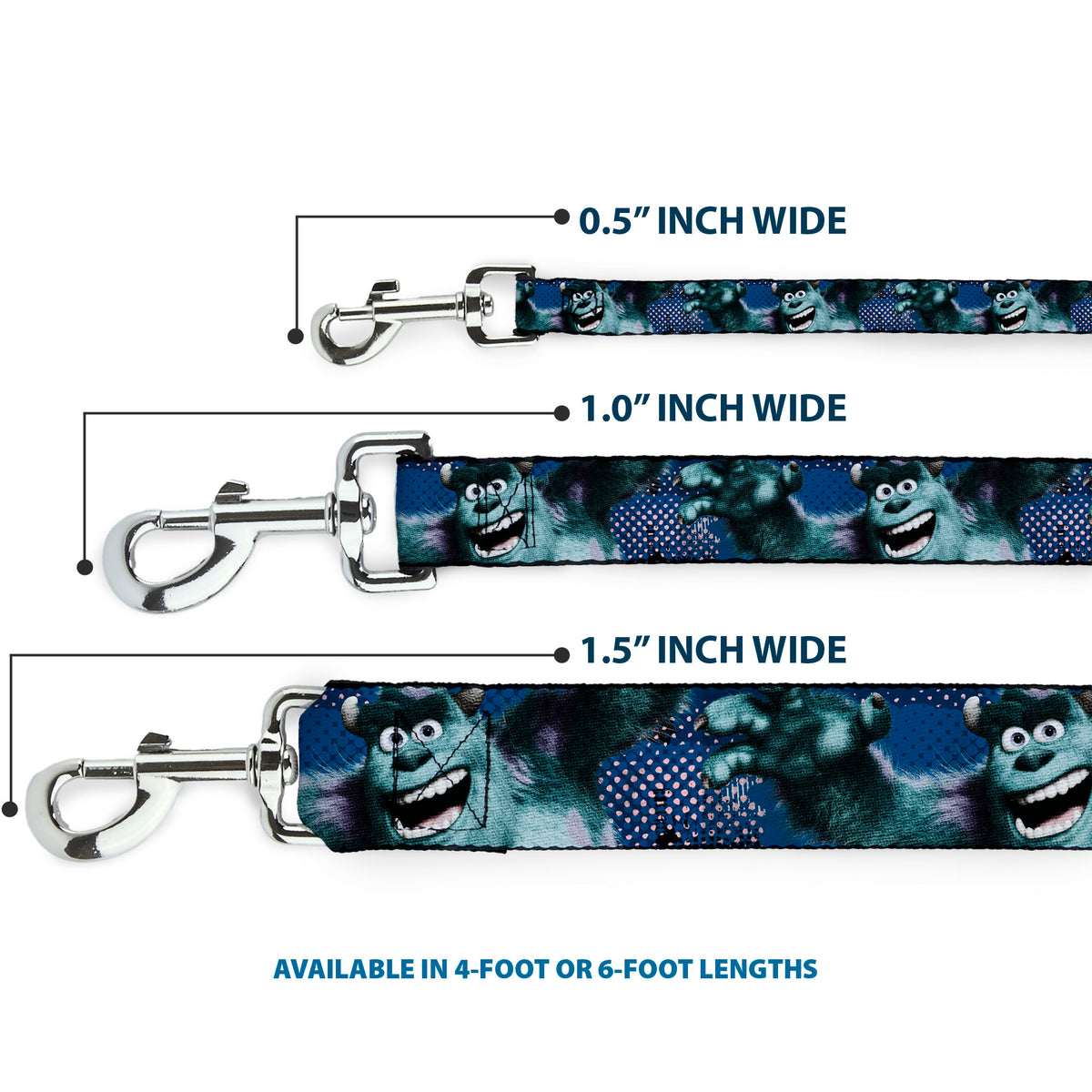 Dog Leash - Sulley Scare Pose/Dots Blues/White Dog Leashes Disney