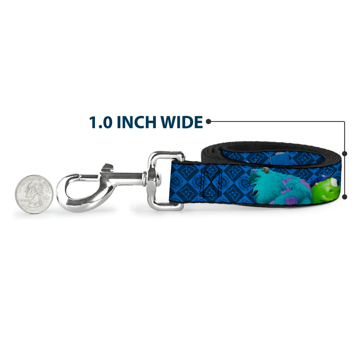 Dog Leash - Monsters University Sulley & Mike Poses/Checkers Blue Dog Leashes Disney