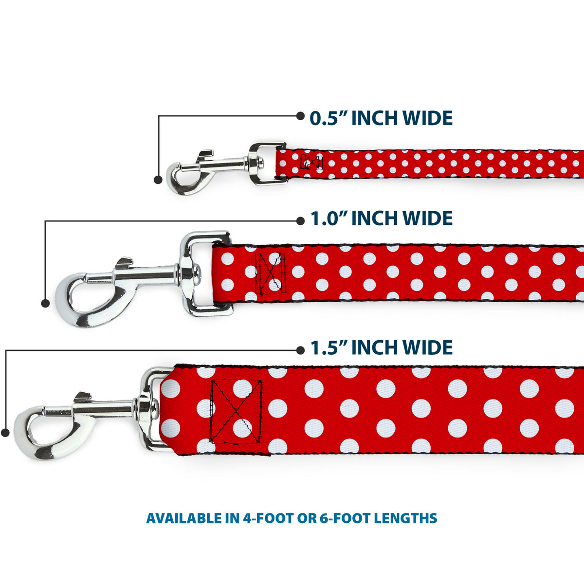 Dog Leash - Minnie Mouse Polka Dots Red/White Dog Leashes Disney